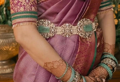 Pearl Vaddanam,silver jewelry ,silver jewellery ,22k gold plated jewelry ,South Indian Jewelry,Vaddanam,Kids Vaddanam,hip chain,diamond jewelry,pure Silver indian jewelry - NIHIRA - SHABURIS