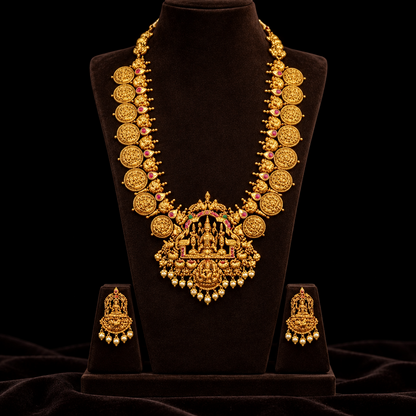 Kasu mala necklace wedding jewelry silver necklace 925 silver with 22k gold plated - SHABURIS