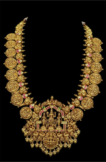 Kasu mala necklace wedding jewelry silver necklace 925 silver with 22k gold plated - SHABURIS