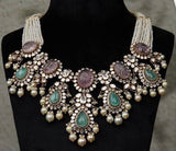 Polki necklace wedding jewelry silver necklace 925 silver with 22k gold plated - SHABURIS