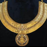 Double line kasu necklace wedding jewelry silver necklace 925 silver with 22k gold plated - SHABURIS