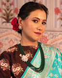Emeralds necklace wedding jewelry silver necklace 925 silver with 22k gold plated - SHABURIS (Ready to Ship from India)