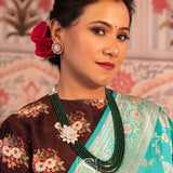Emeralds necklace wedding jewelry silver necklace 925 silver with 22k gold plated - SHABURIS (Ready to Ship from India)