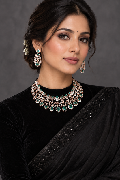 Diamond necklace wedding jewelry silver necklace 925 silver with 22k gold plated - SHABURIS