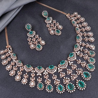 Diamond necklace wedding jewelry silver necklace 925 silver with 22k gold plated - SHABURIS