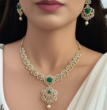 Cocktail necklace wedding jewelry silver necklace 925 silver with 22k gold plated - SHABURIS