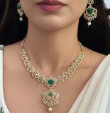 Cocktail necklace wedding jewelry silver necklace 925 silver with 22k gold plated - SHABURIS