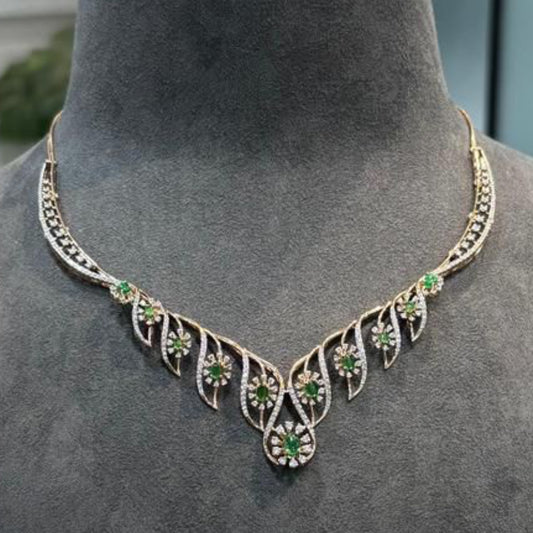 Cocktail necklace wedding jewelry silver necklace 925 silver with 22k gold plated - SHABURIS