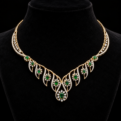 Cocktail necklace wedding jewelry silver necklace 925 silver with 22k gold plated - SHABURIS