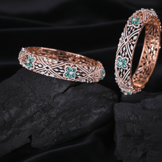Diamond Bangle Cocktail Bangle  wedding jewelry silver necklace 925 silver with 22k gold plated - SHABURIS