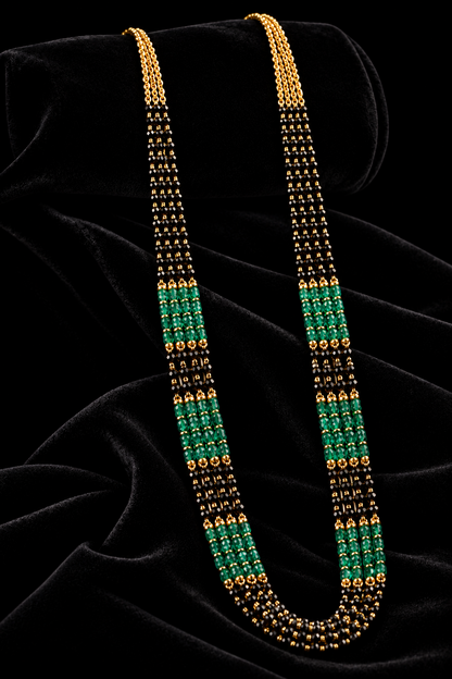 Black beads side diamond pendant necklace wedding jewelry silver necklace 925 silver with 22k gold plated - SHABURIS