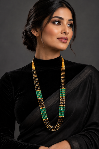 Black beads side diamond pendant necklace wedding jewelry silver necklace 925 silver with 22k gold plated - SHABURIS