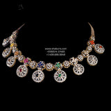 Cocktail necklace Navaratan jewelry silver necklace 925 silver with 22k gold plated - SHABURIS