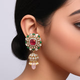 Polki jhumkas antique studs diamond studs - 925 silver Jewelry , South Indian Jewelry,bridal choker,Indian Wedding Jewelry,pure Silver indian jewelry - SHABURIS