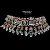 Columbian emerald necklace statement jewelry silver necklace 925 silver with 22k gold plated - SHABURIS