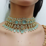 Columbian emerald necklace statement jewelry silver necklace 925 silver with 22k gold plated - SHABURIS
