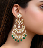 Chandbalis Polki jhumkas antique studs diamond studs - 925 silver Jewelry , South Indian Jewelry,bridal choker,Indian Wedding Jewelry,pure Silver indian jewelry - SHABURIS