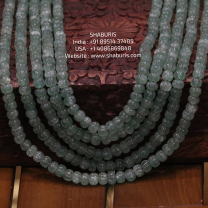 Emerald beads beaded mala pure gems gold jewelry designs indian pure silver jewelry bead necklace statement jewelry SHABURIS