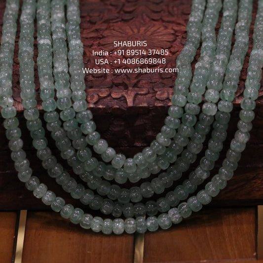 Emerald beads beaded mala pure gems gold jewelry designs indian pure silver jewelry bead necklace statement jewelry SHABURIS