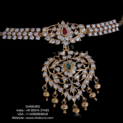 Diamond necklace Pure Silver jewelry Indian diamond Necklace silver jewelry -SHABURIS