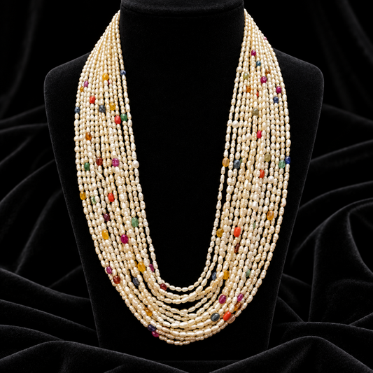 Rice pearls Navaratan Beads South Sea Pearl Necklace Pearl string