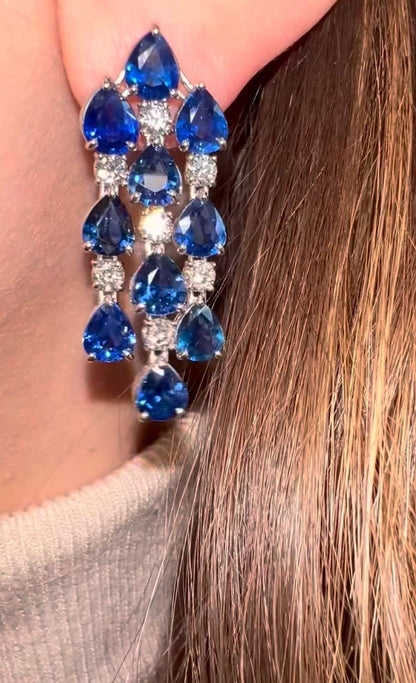 Cocktail earrings blue stone earrings tanzanite earrings Diamond Earrings statement studs diamond studs - 925 silver Jewelry , South Indian Jewelry,bridal choker,Indian Wedding Jewelry,pure Silver indian jewelry - SHABURIS