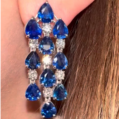 Cocktail earrings blue stone earrings tanzanite earrings Diamond Earrings statement studs diamond studs - 925 silver Jewelry , South Indian Jewelry,bridal choker,Indian Wedding Jewelry,pure Silver indian jewelry - SHABURIS