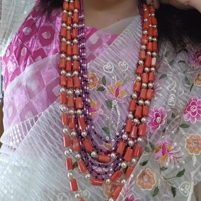 Thaivan coral pearl Necklace wedding jewelry silver necklace 925 silver with 22k gold plated - SHABURIS