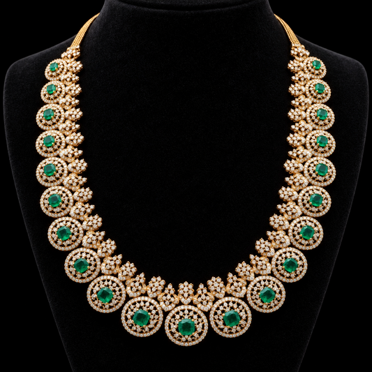 Bottu mala Diamond necklace wedding jewelry silver necklace 925 silver with 22k gold plated - SHABURIS