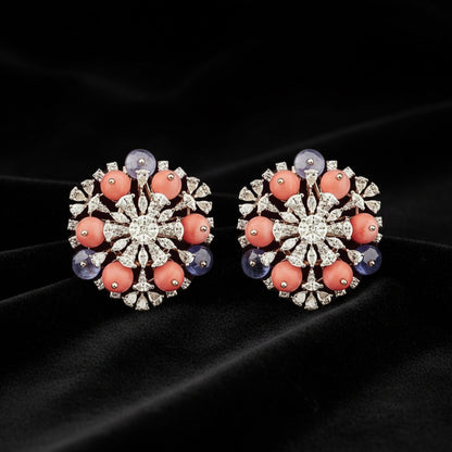 Polki Studs Polki Earrings Cocktail Earrings Diamond Studs Diamond Earrings Simple Studs Pearl Studs 925 Silver Earrings Silver Jewelry - SHABURIS