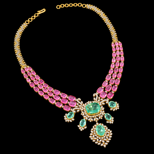 Cocktail necklace diamond Jewelry necklace Pearl necklace statement jewelry silver necklace 925 silver with 22k gold plated - SHABURIS