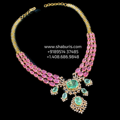 Cocktail necklace diamond Jewelry necklace Pearl necklace statement jewelry silver necklace 925 silver with 22k gold plated - SHABURIS