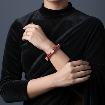 Ruby Bangles - Diamond Bangles - 925 Silver Jewelry - 22ct Gold Plated - CZ Bangles - South indian diamond Bangles design
