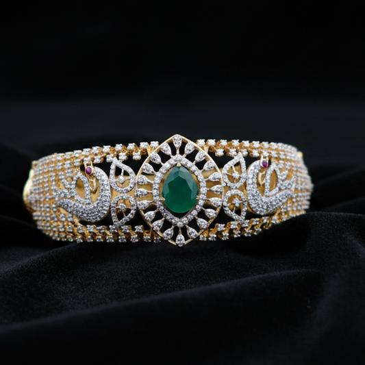 Diamond Bangle Emerald Bangle Peacock Bangle 925 Silver Jewelry Silver Bangle Silver Bracelet -SHABURIS