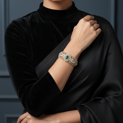 Diamond Bangle Emerald Bangle Peacock Bangle 925 Silver Jewelry Silver Bangle Silver Bracelet -SHABURIS