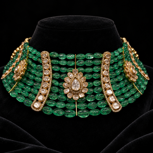 Polki Diamond Necklace Pure Silver jewelry Indian ,diamond Necklace,Indian Necklace,diamond buttalu,diamond haram-SHABURIS