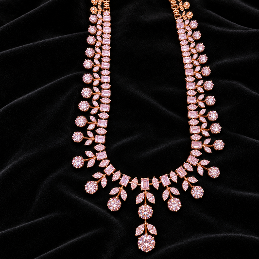 Diamond necklace wedding jewelry silver necklace 925 silver with 22k gold plated - SHABURIS