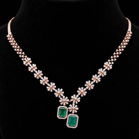 Diamond necklace wedding jewelry silver necklace 925 silver with 22k gold plated - SHABURIS