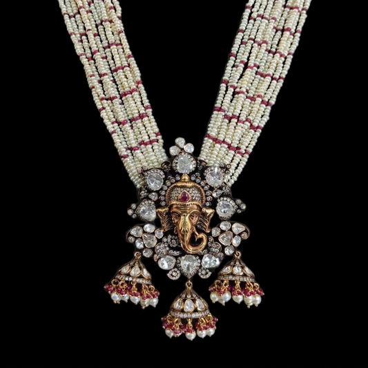 Ganesh Pendant necklace Pure Silver jewelry Indian diamond Necklace-SHABURIS