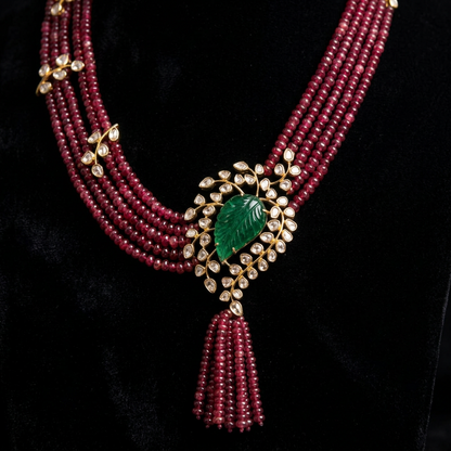 Ruby Beads necklace Pure Silver jewelry Indian diamond Necklace-SHABURIS