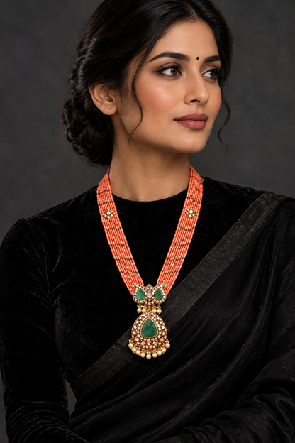Coral necklace Pure Silver jewelry Indian diamond Necklace-SHABURIS