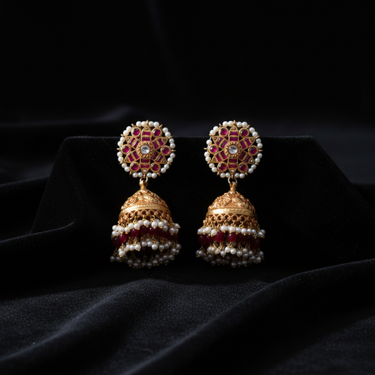 Polki Studs Polki Earrings Cocktail Earrings Diamond Studs Diamond Earrings Simple Studs Pearl Studs 925 Silver Earrings Silver Jewelry - SHABURIS