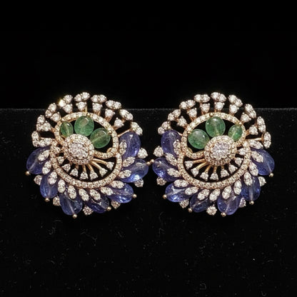 Polki Earrings Diamond Earrings Cocktail Earrings 925 Silver Jewelry Silver Earrings  Diamond Studs- SHABURIS