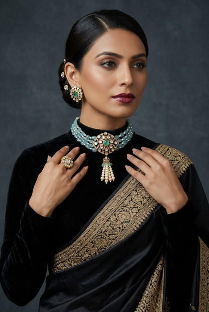 Polki necklace Pure Silver jewelry Indian diamond Necklace-SHABURIS
