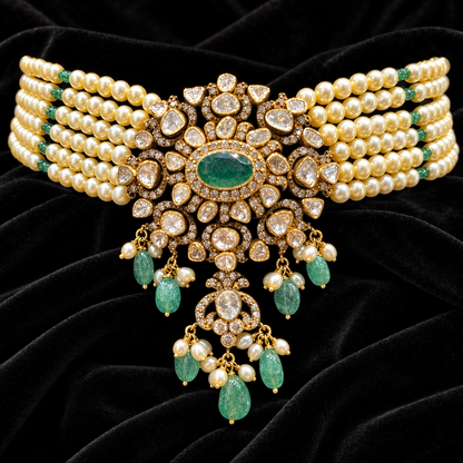 Polki necklace Pure Silver jewelry Indian diamond Necklace-SHABURIS