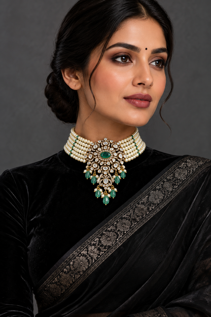 Polki necklace Pure Silver jewelry Indian diamond Necklace-SHABURIS