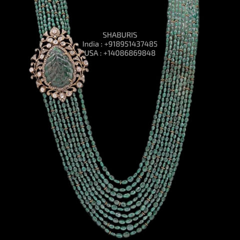 Victorian necklace Pure Silver jewelry Indian diamond Necklace-SHABURIS
