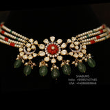 Pearl coral choker,Pure Silver jewelry Indian, diamond choker set,Sabyasachi jewelry inspired,Indian Bridal,Indian Jewelry-NIHIRA-SHABURIS