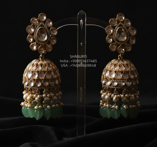 Polki Earrings 925 Silver Jewelry Silver Earrings - SHABURIS