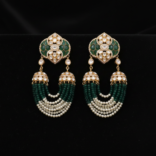 Polki Studs Polki Earrings Cocktail Earrings Diamond Studs Diamond Earrings Simple Studs Pearl Studs 925 Silver Earrings Silver Jewelry - SHABURIS